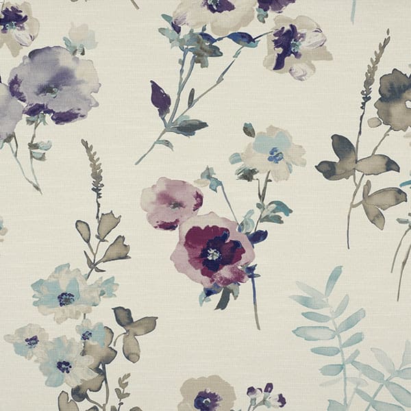 Trentham Mulberry/Ocean Fire Retardant Curtain Fabric