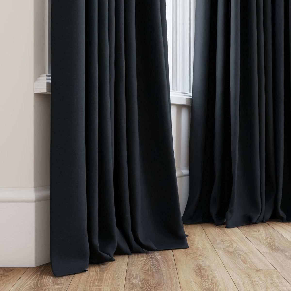 FR-One Darkness Caviar fire retardant curtain fabric, view 4