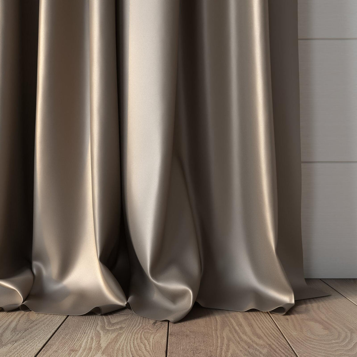 Sekers Vow Taupe fire retardant curtain fabric, view 3