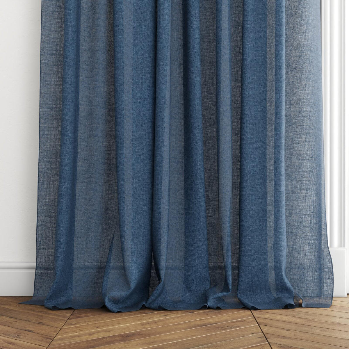 FR-One Statement Navy fire retardant curtain fabric, view 5
