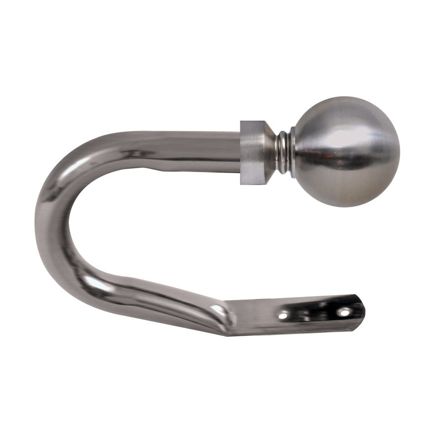 Metal Curtain Holdback - 28mm Ball finial - Brushed Nickel