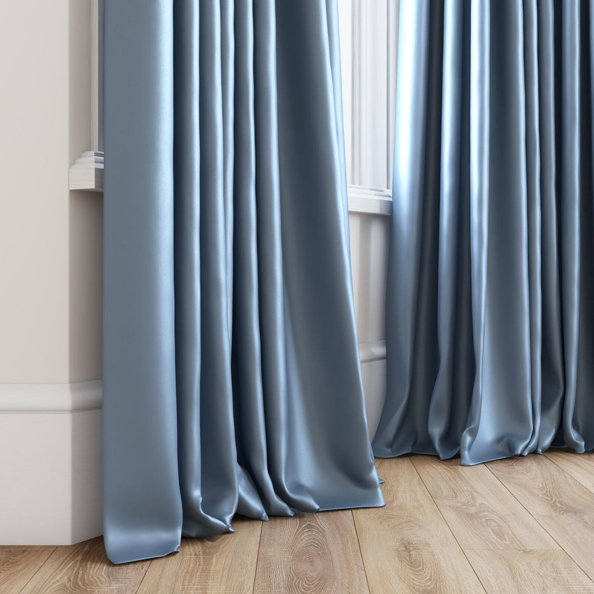 Sekers Vow Blue fire retardant curtain fabric, view 3