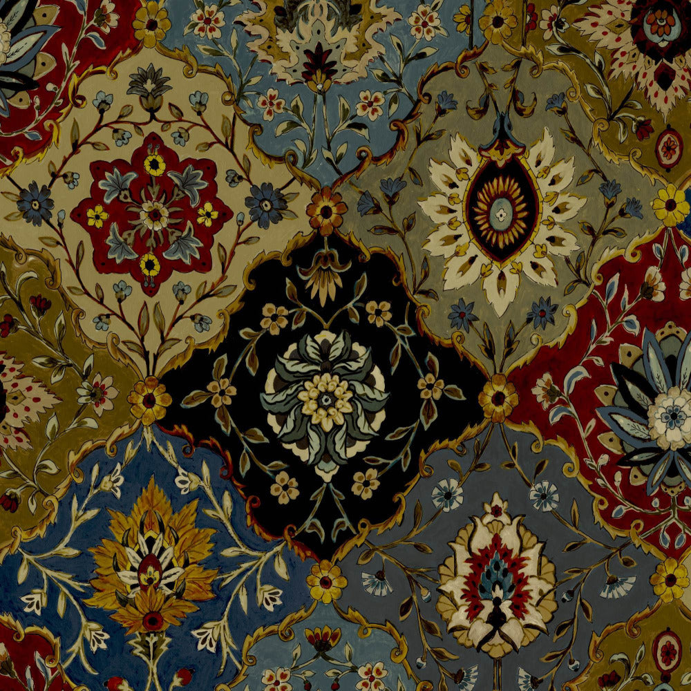 Mallion & Knowles Kashmir Chintz Fire Retardant Curtains texture detail
