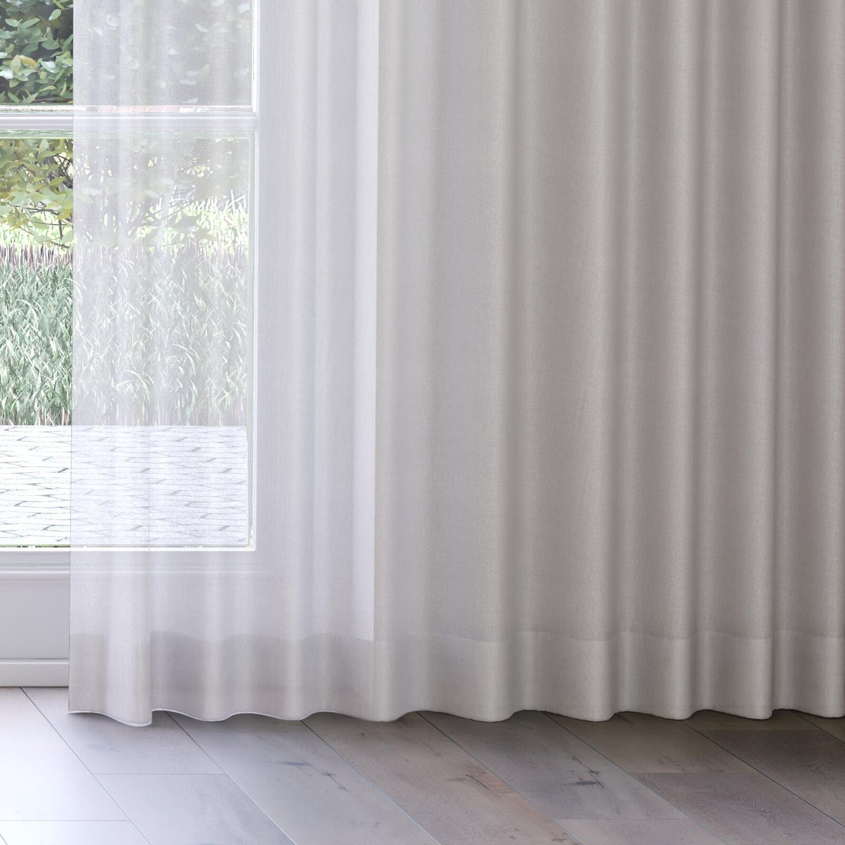 Sekers Barat Blush fire retardant curtain fabric, view 3