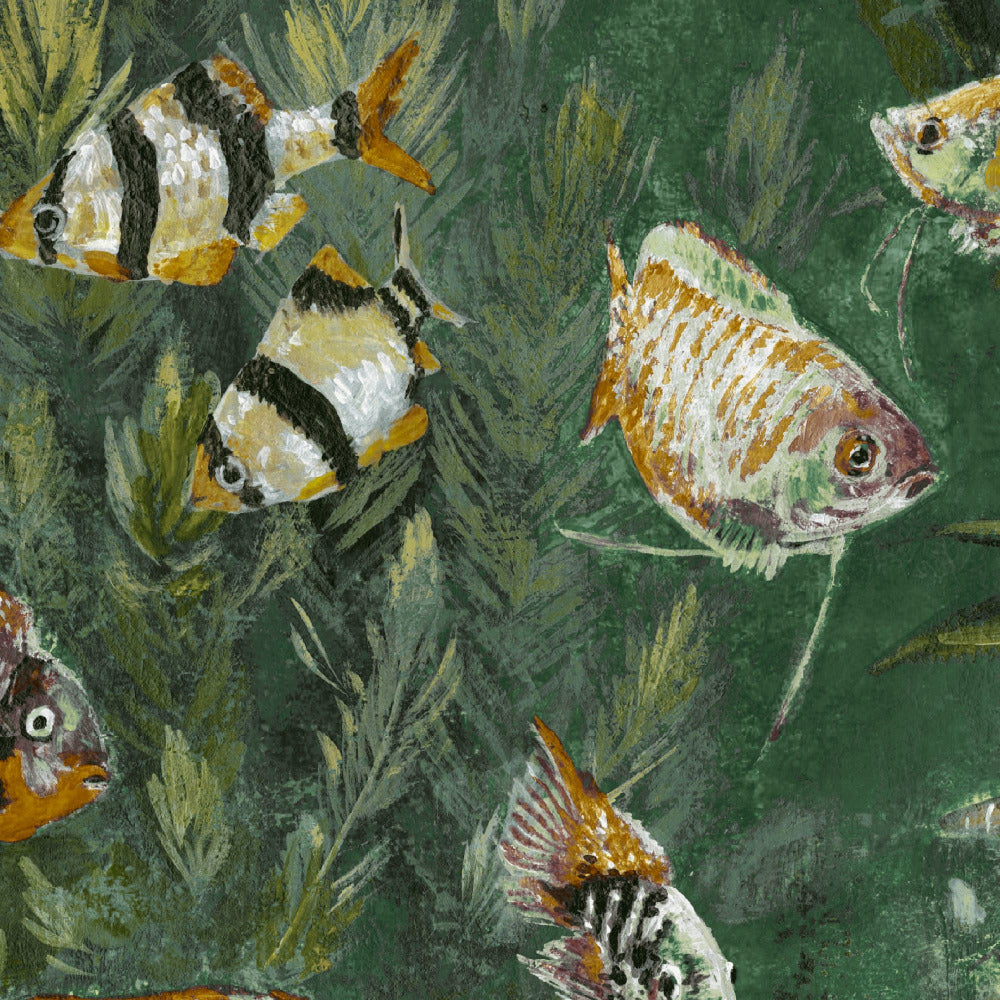 Mallion & Knowles Pisces Mint Fire Retardant Curtains texture detail