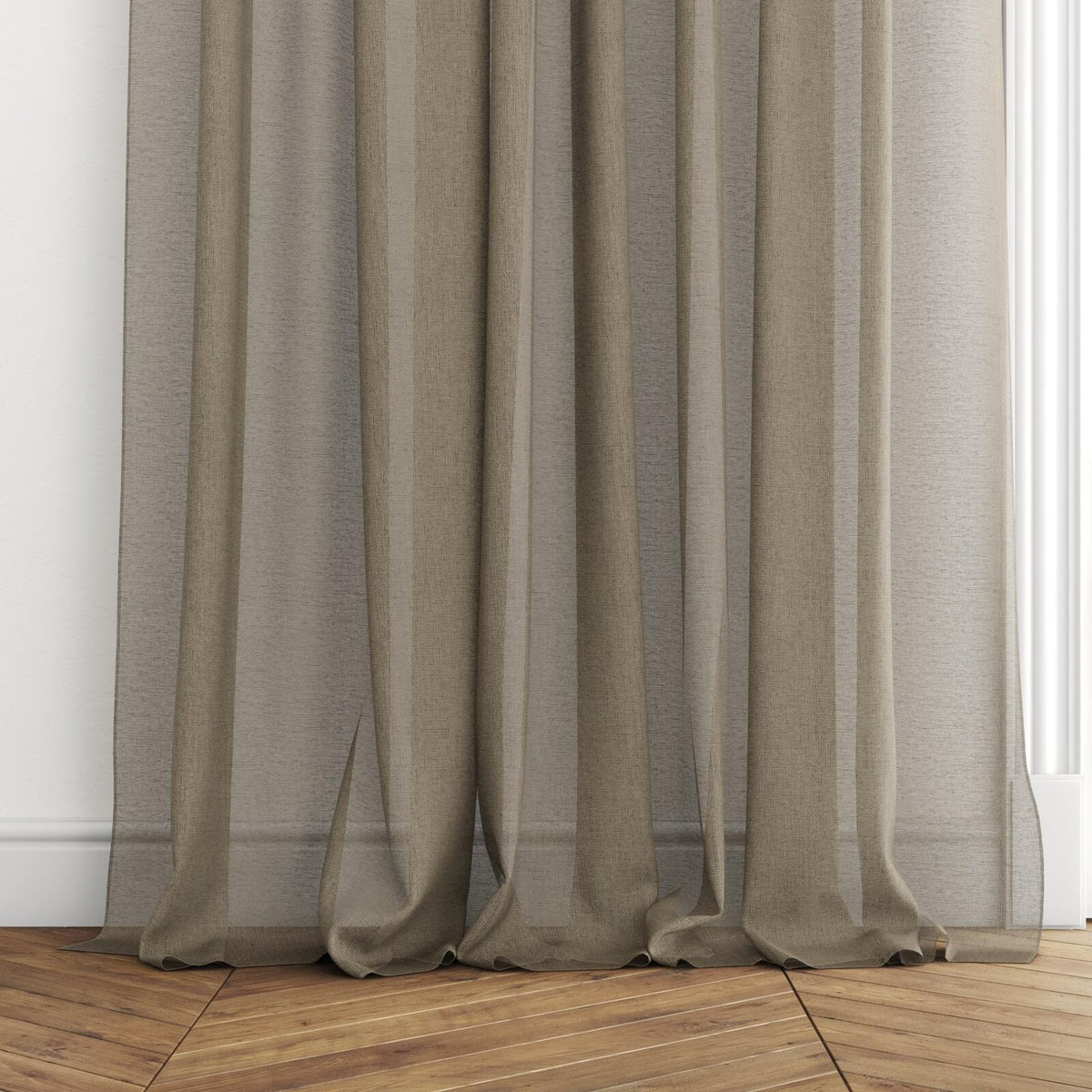 Sekers Zephyr Sepia fire retardant curtain fabric, view 3
