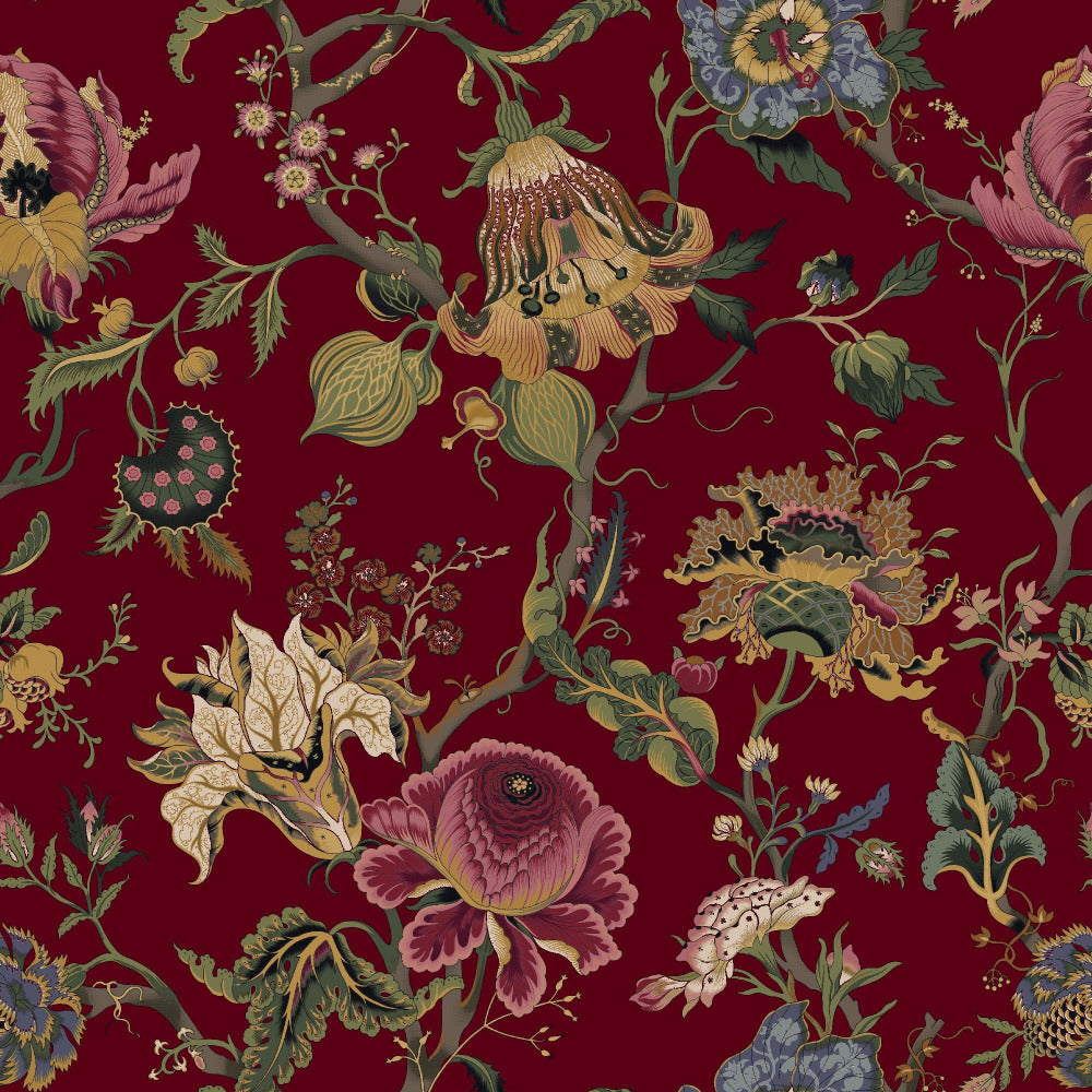 Mallion & Knowles Athena Crimson Fire Retardant Curtains texture detail