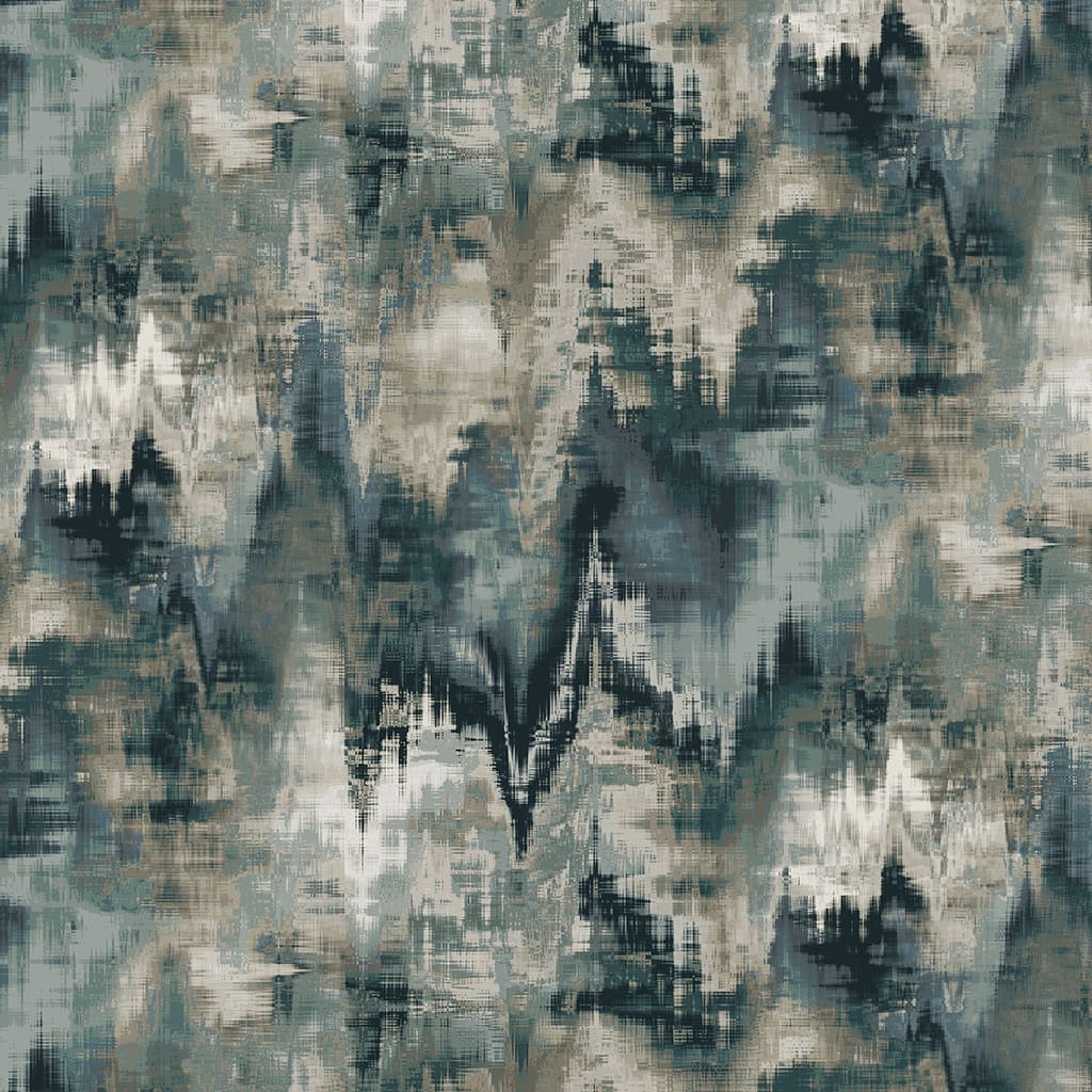 Panaz Distortion A27 Adriatic Ink Parchment Fire Retardant Curtains