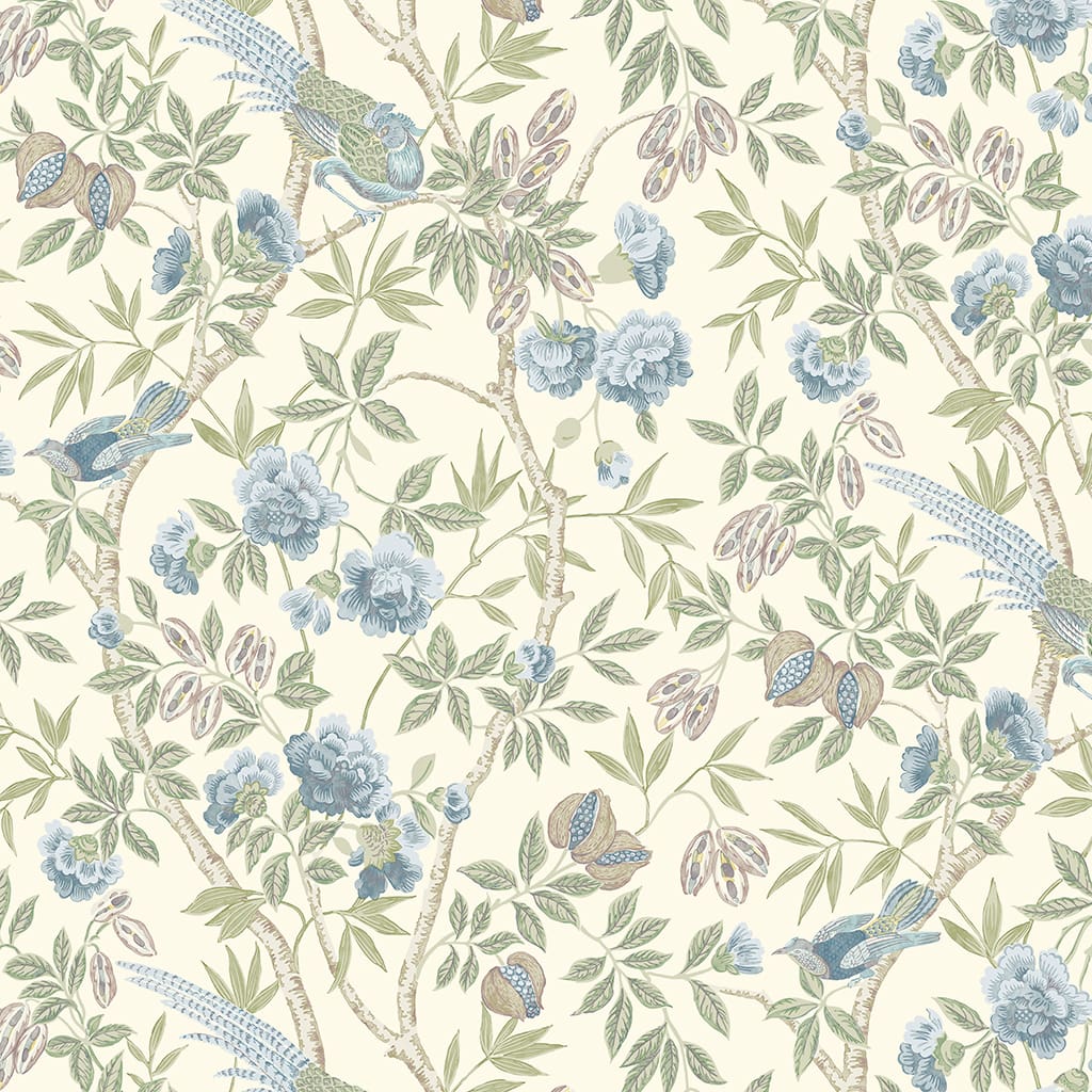 Panaz Abbeville A15 Blue Ivory Fire Retardant Curtains