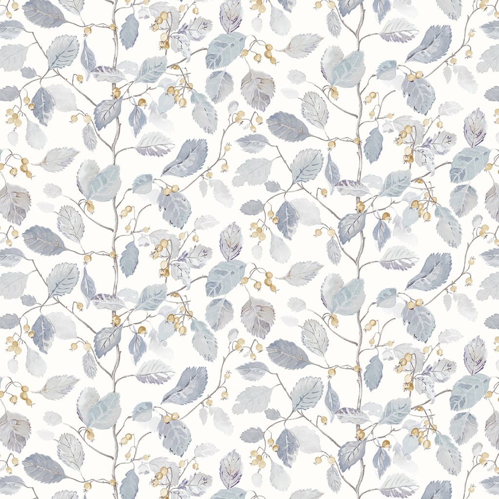 Panaz Woodland Berries E08 Grey Silver Fire Retardant Curtains