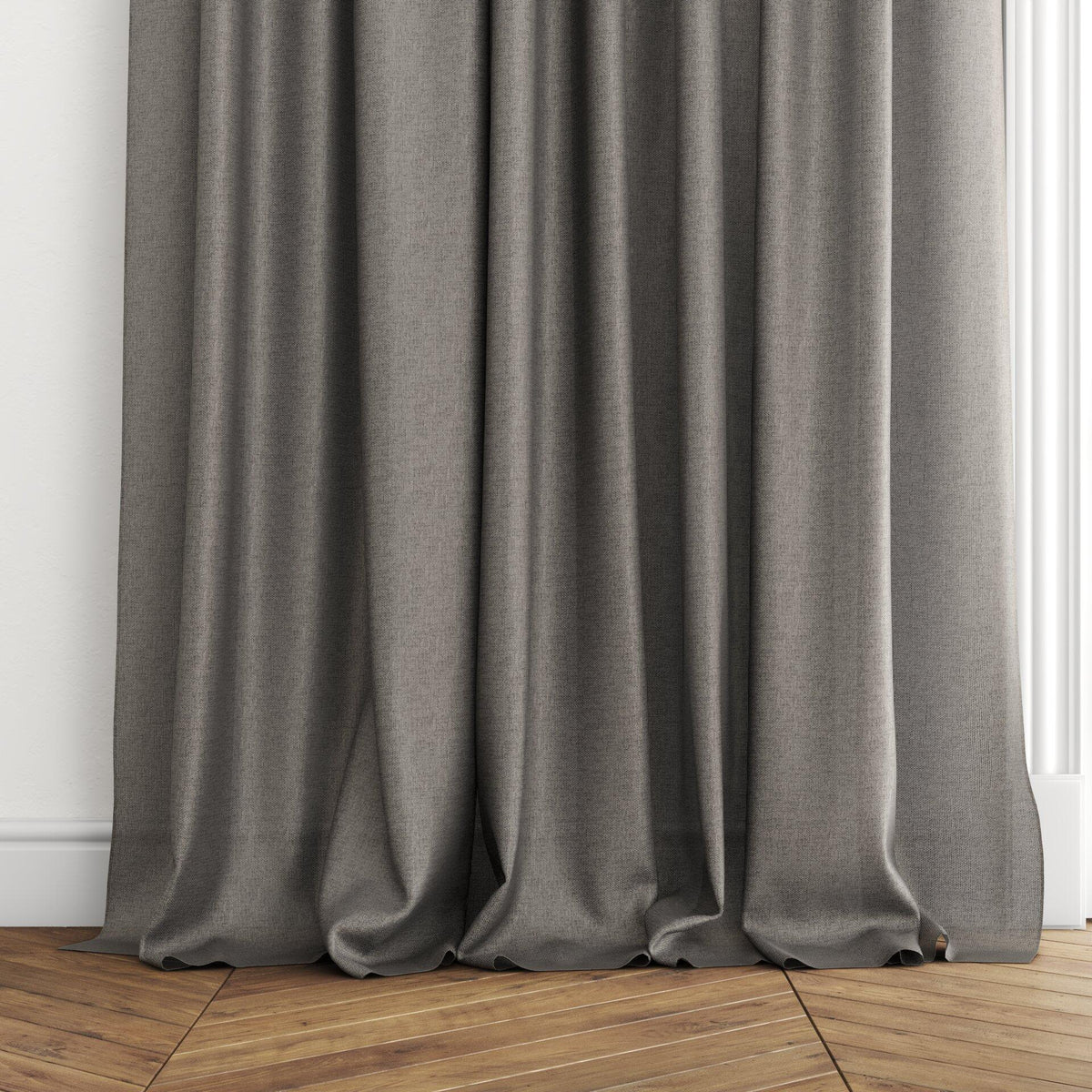 Sekers Yara Peppercorn fire retardant curtain fabric, view 3