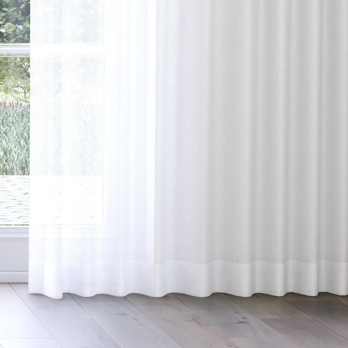Sekers Macdui Oyster fire retardant curtain fabric, view 3