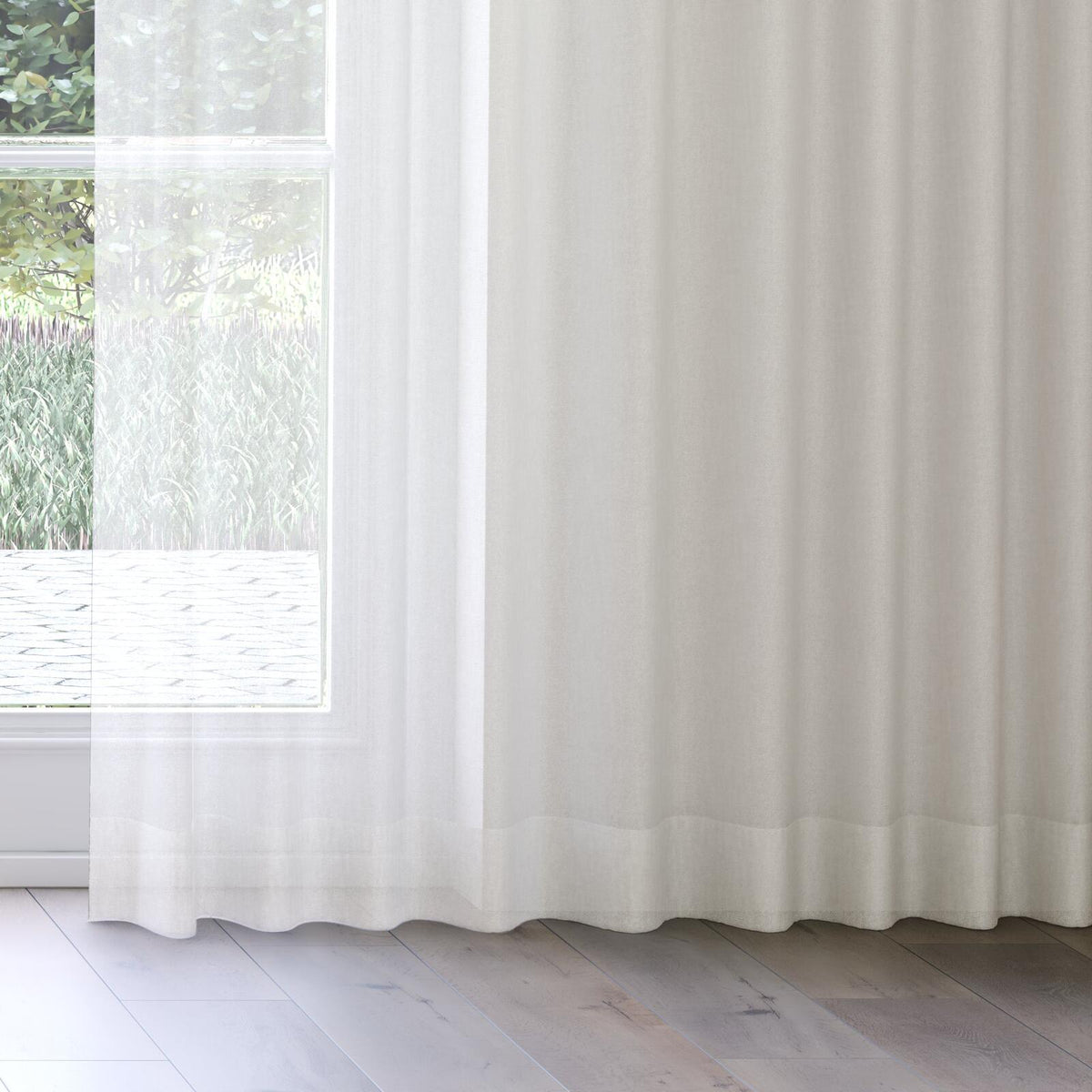 Sekers Horta Taupe fire retardant curtain fabric, view 3
