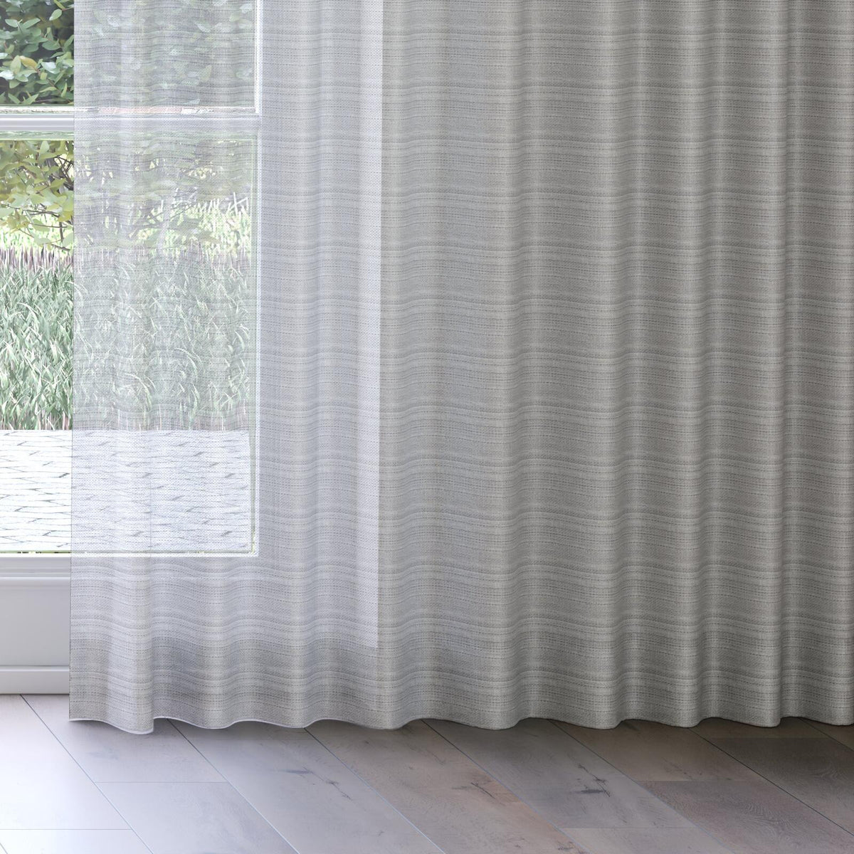 Sekers Macdui Steel fire retardant curtain fabric, view 3