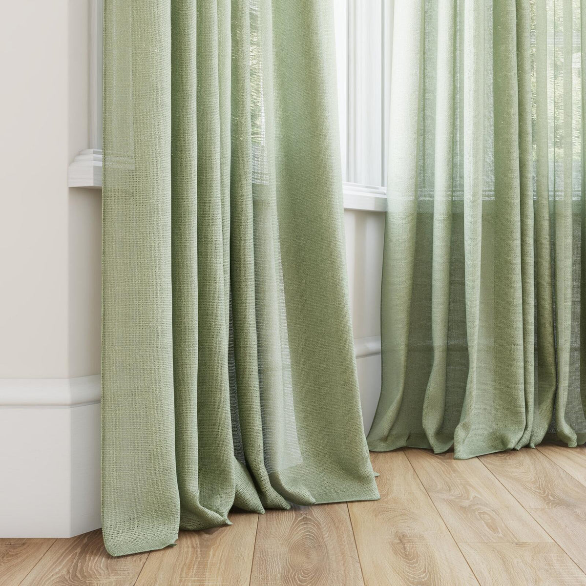 FR-One Statement Pistachio fire retardant curtain fabric, view 4