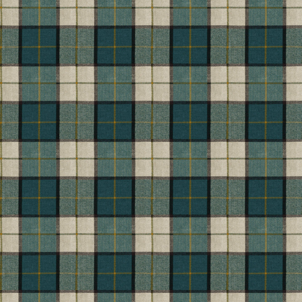 Mallion & Knowles Elgin Teal Fire Retardant Curtains texture detail