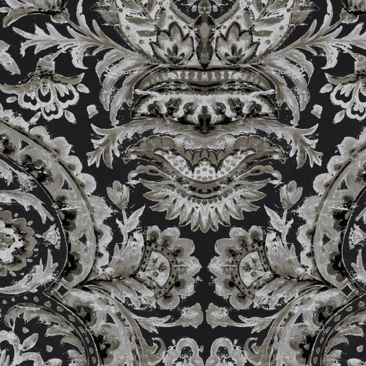 Mallion & Knowles Grosvenor Black/Silver Fire Retardant Curtains texture detail
