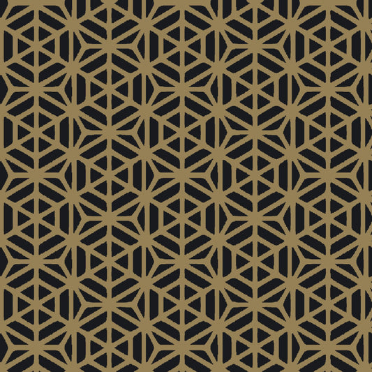 Mallion & Knowles Interlock Gold/Black Fire Retardant Curtains texture detail