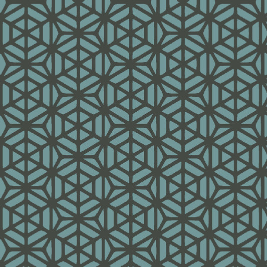 Mallion & Knowles Interlock Grey/Teal Fire Retardant Curtains texture detail