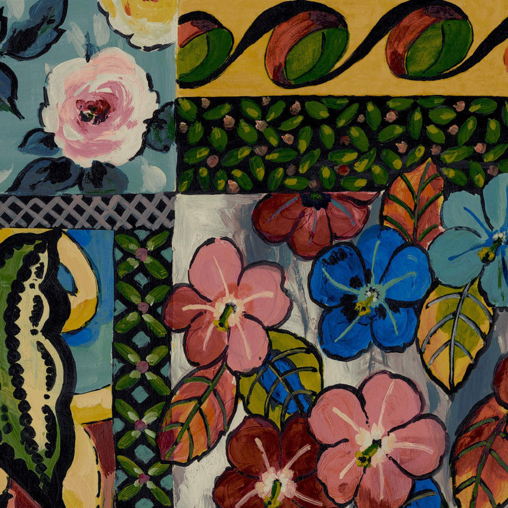 Mallion & Knowles La Vida Loca Chintz Fire Retardant Curtains texture detail