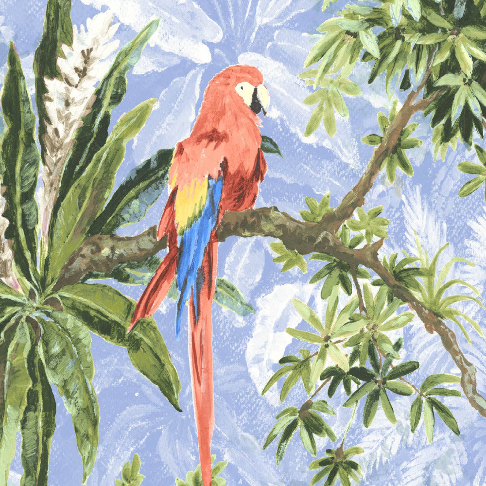 Mallion & Knowles Macaw Peach/Blue Fire Retardant Curtains texture detail