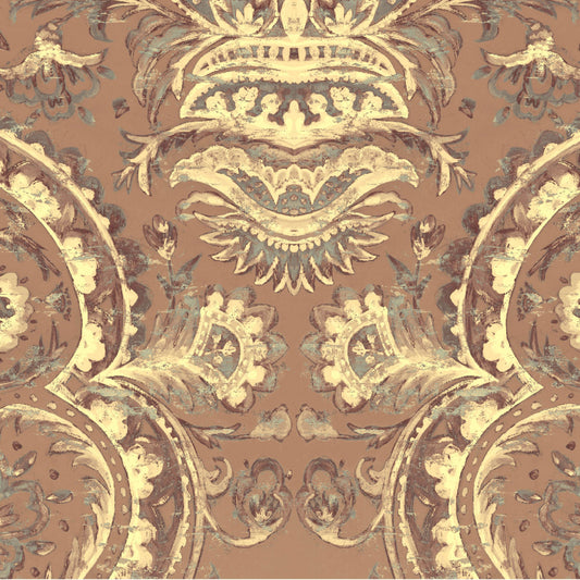 Mallion & Knowles Mayfair Terracotta Fire Retardant Curtains texture detail