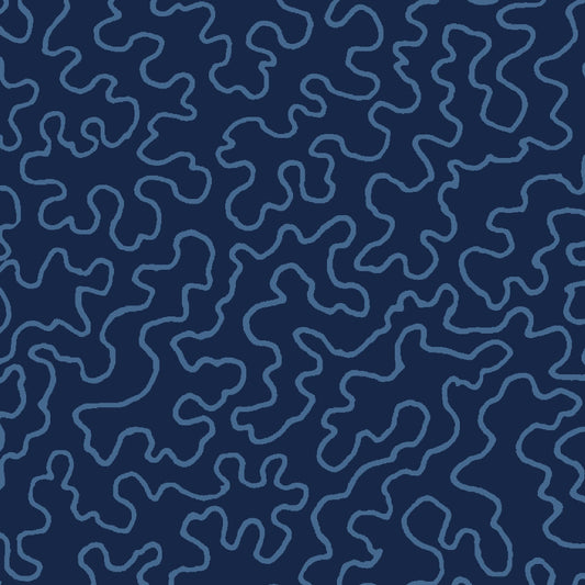 Mallion & Knowles Mazie May Navy Fire Retardant Curtains texture detail
