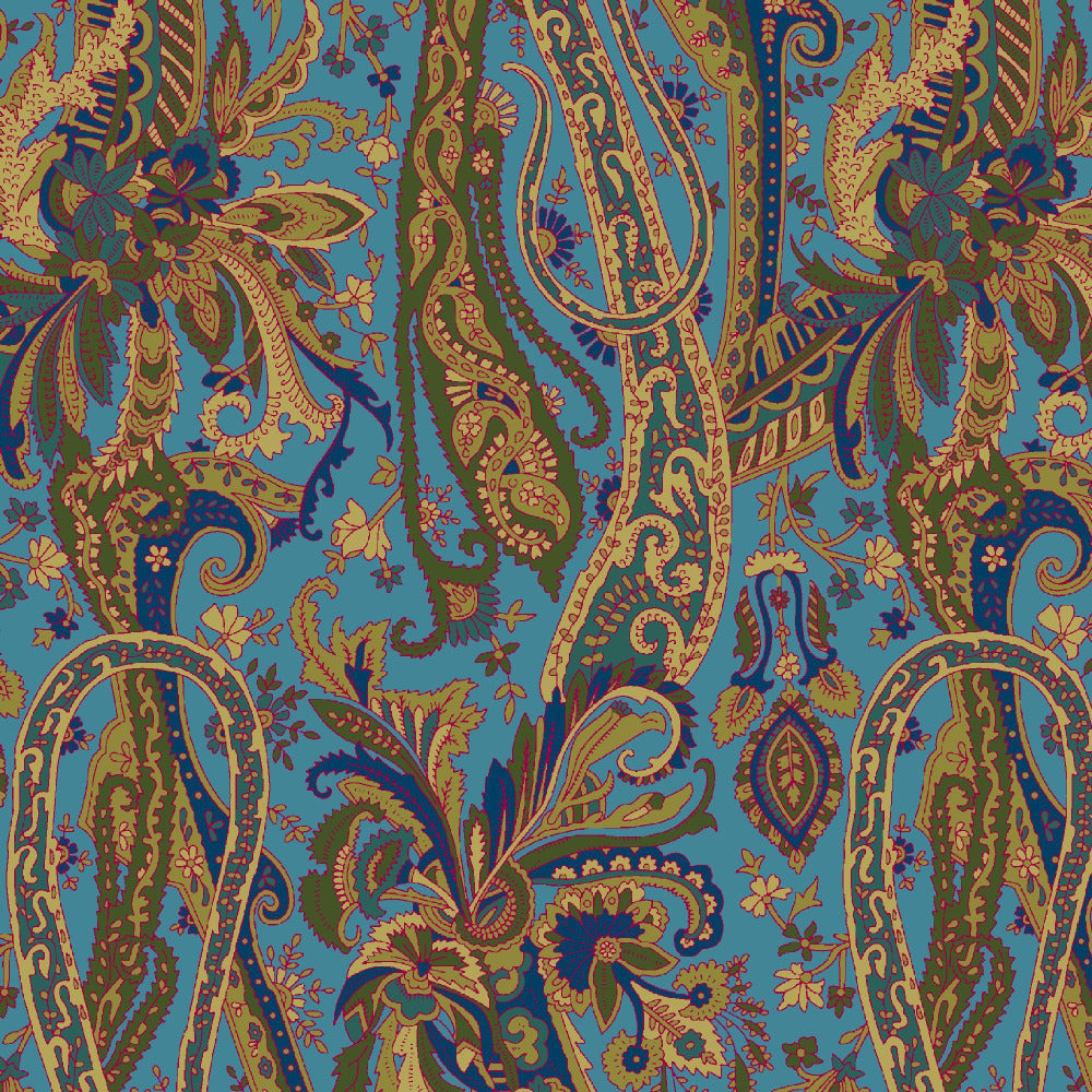 Mallion & Knowles Oban Teal Fire Retardant Curtains texture detail