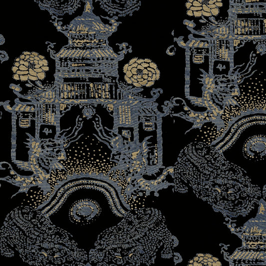 Mallion & Knowles Pagoda Silver/Beige Fire Retardant Curtains texture detail