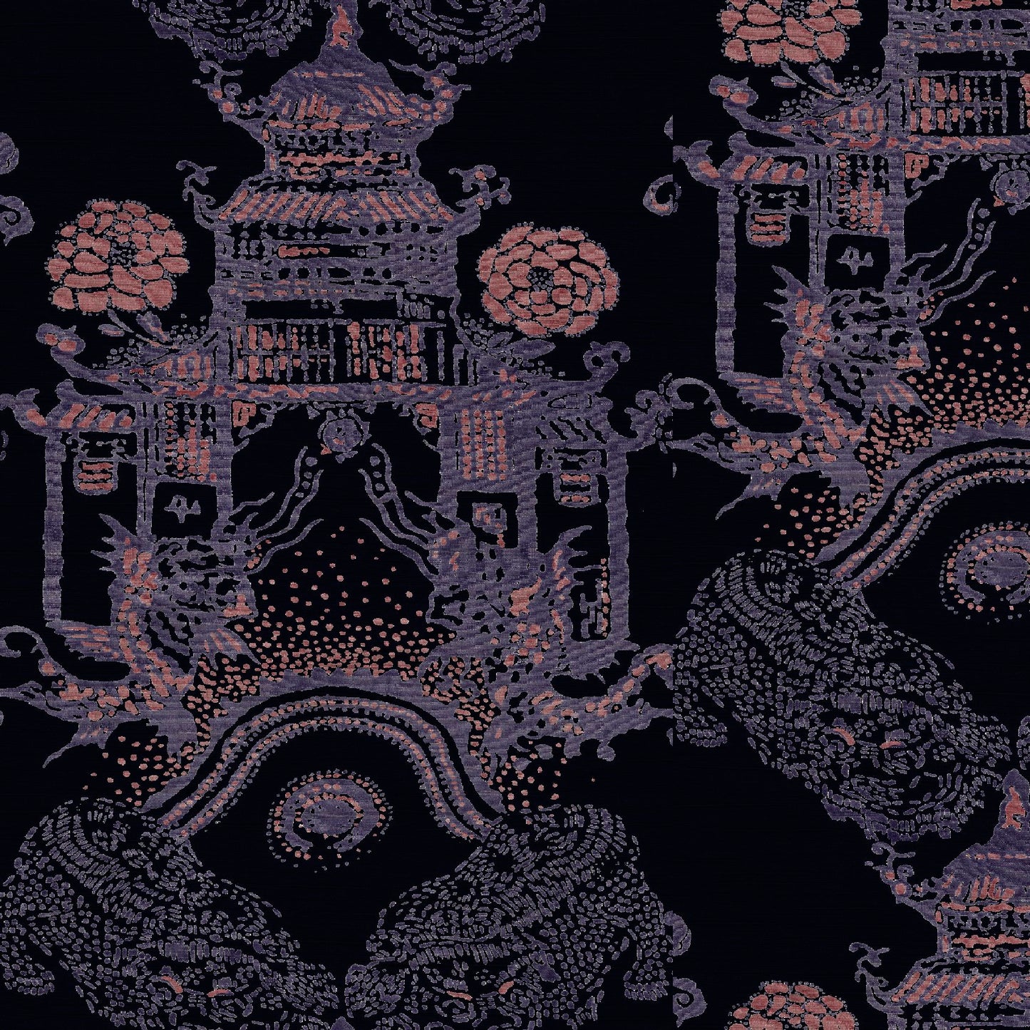 Mallion & Knowles Pagoda Slate/Terra Cotta Fire Retardant Curtains texture detail
