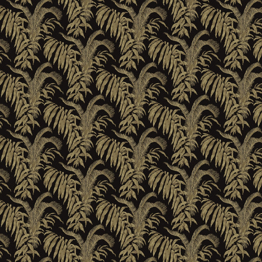 Mallion & Knowles Palm Court Black/Gold Fire Retardant Curtains texture detail