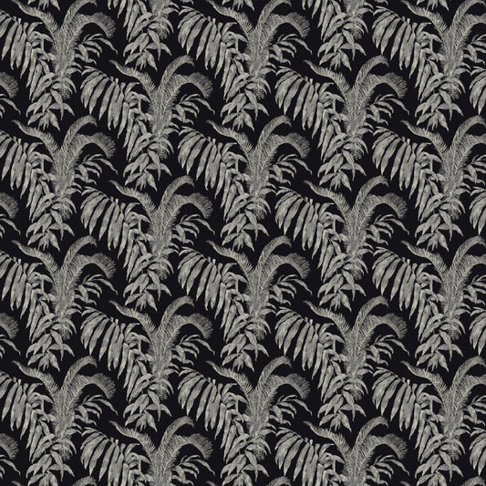 Mallion & Knowles Palm Court Black/Silver Fire Retardant Curtains texture detail