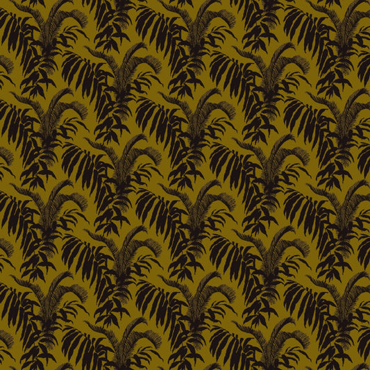 Mallion & Knowles Palm Court Gold/Black Fire Retardant Curtains texture detail