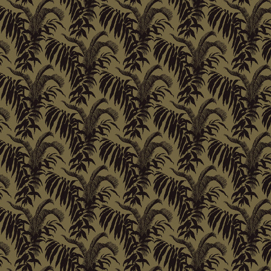 Mallion & Knowles Palm Court Stone/Black Fire Retardant Curtains texture detail