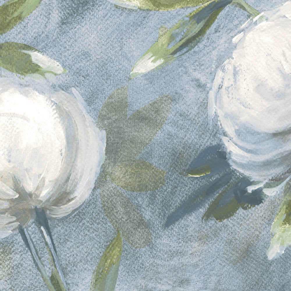 Mallion & Knowles Peony Cream-Jade Fire Retardant Curtains texture detail