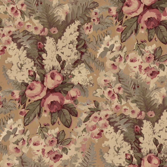 Mallion & Knowles Rose Bower Antique Fire Retardant Curtains texture detail