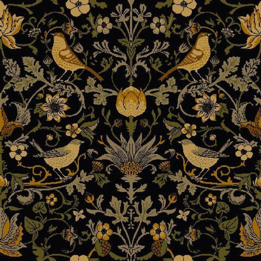Mallion & Knowles Song Bird Golden Fire Retardant Curtains texture detail