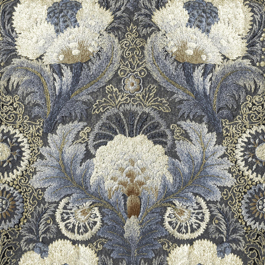 Mallion & Knowles Tapestry Silver Fire Retardant Curtains texture detail