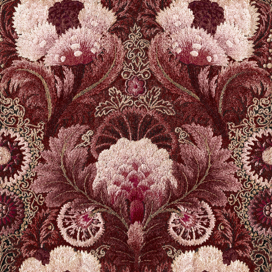 Mallion & Knowles Tapestry Wine Fire Retardant Curtains texture detail