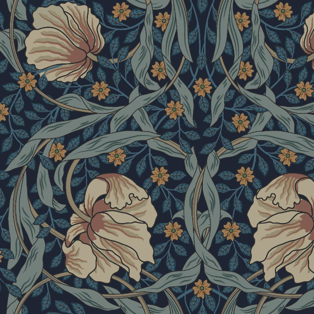 Mallion & Knowles Tulip Teal Fire Retardant Curtains texture detail
