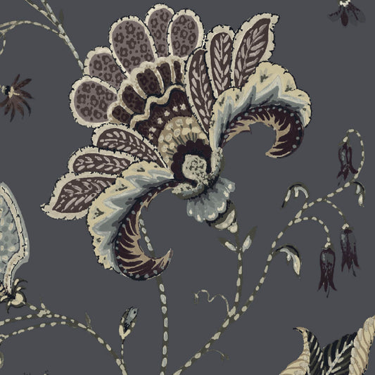 Mallion & Knowles Varanasi Charcoal Fire Retardant Curtains texture detail