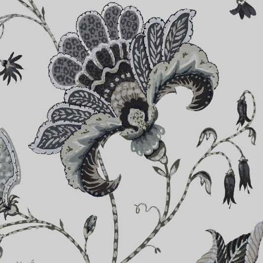 Mallion & Knowles Varanasi Silver Fire Retardant Curtains texture detail