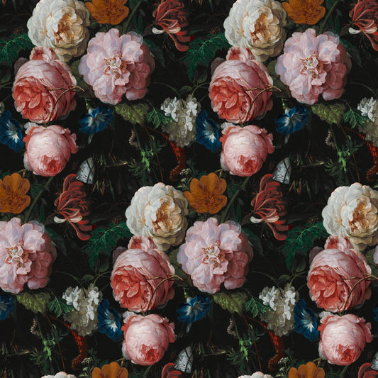 Mallion & Knowles Victorian Rose Scarlet Fire Retardant Curtains texture detail