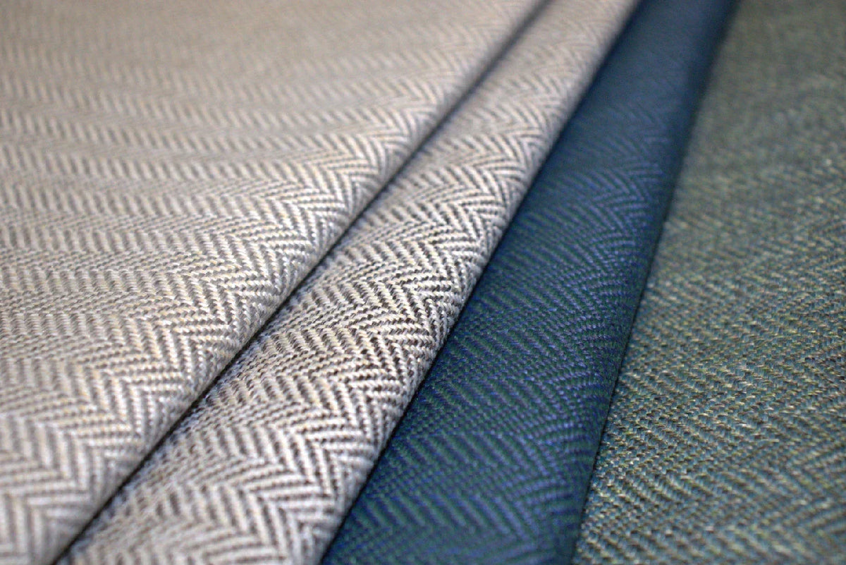 Abbotsford Textiles Classic Herringbone II fire retardant curtain fabric lifestyle photo