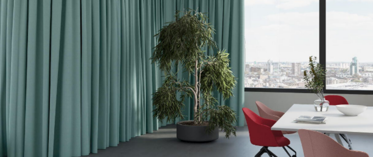 FR-One Darkness fabric in a room setting