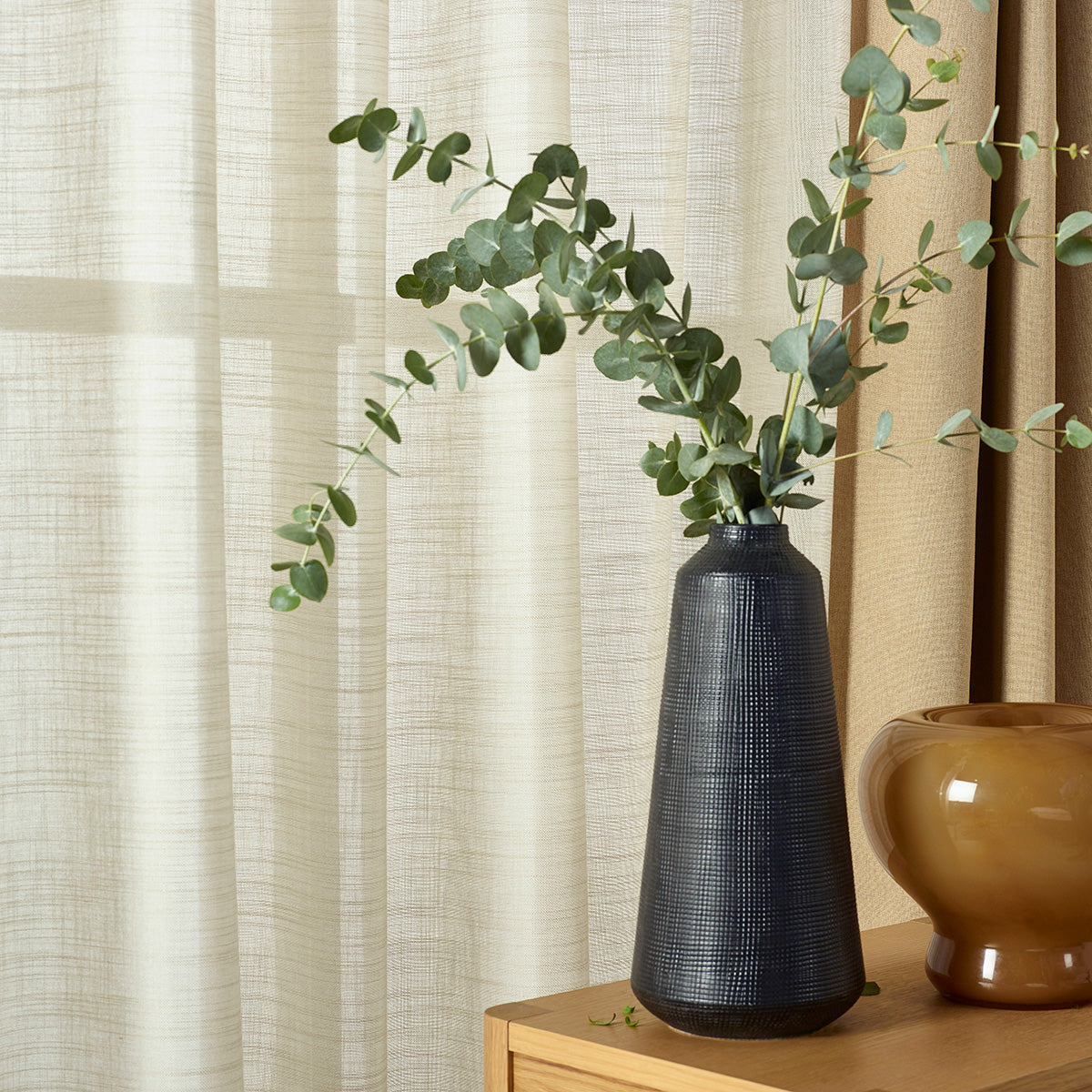Sunbury Nimbus FR Voiles sheer curtains styled in an interior