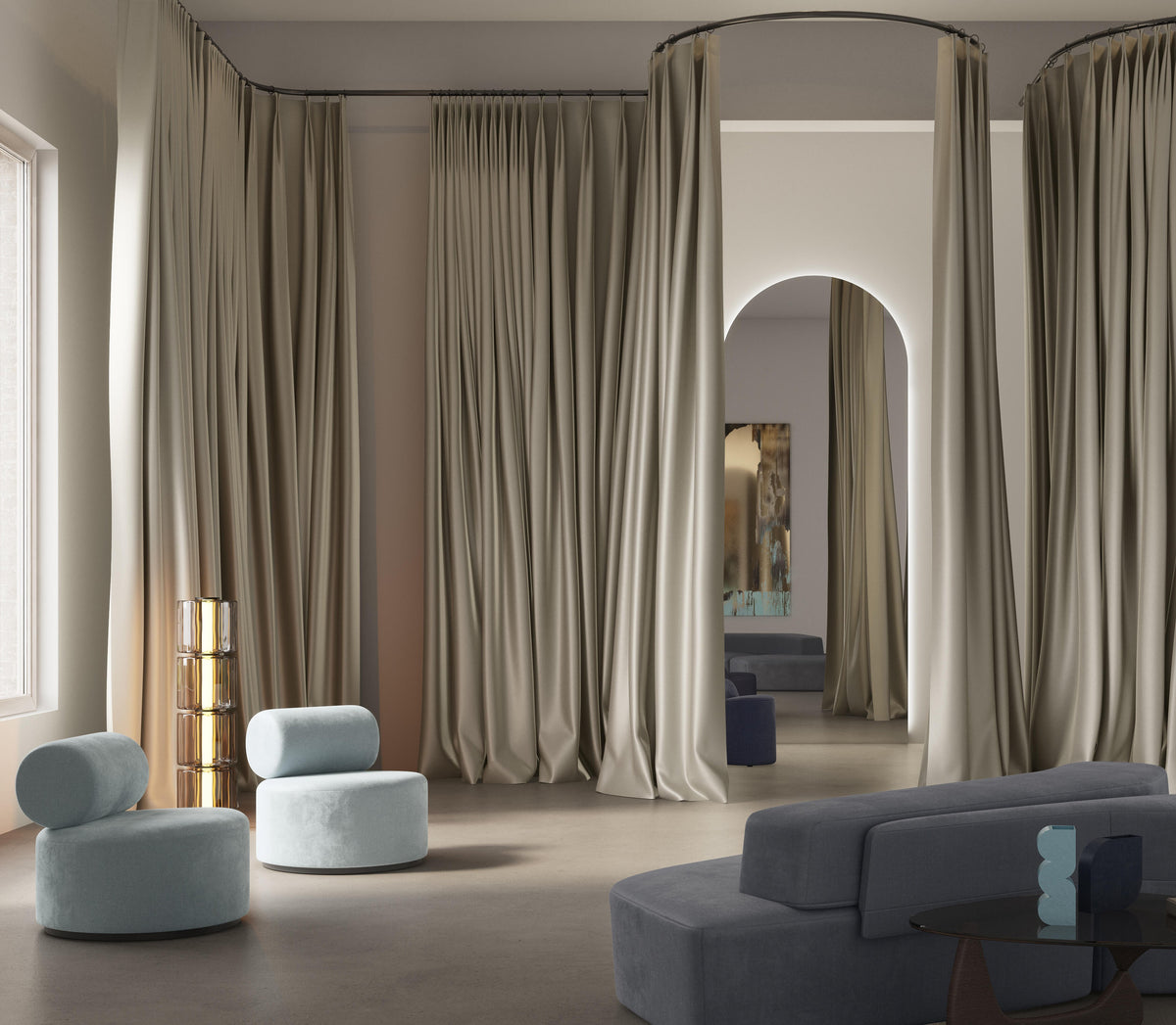 Sekers Vow wide-width drapery in a contemporary interior