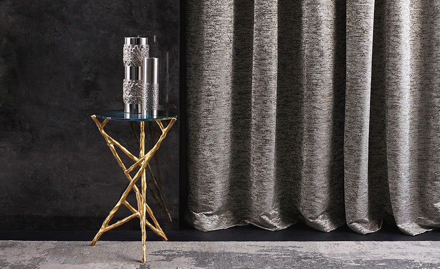 All Zinc Textile fire retardant fabrics — Jet Set shown in a styled interior