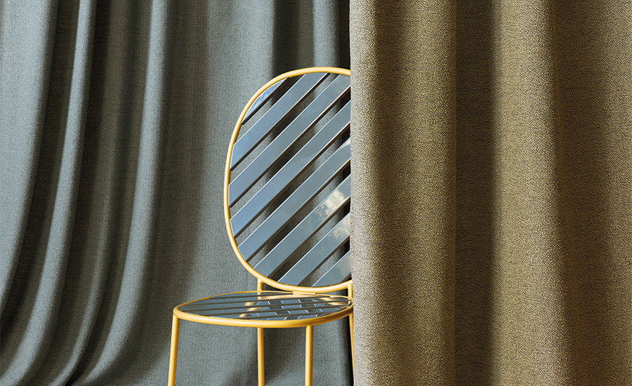 All Kirkby Design fire retardant fabrics — Ornate Drapery shown in a styled interior