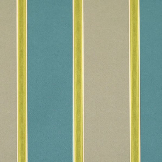 Capital Stripe Teal/Latte Fire Retardant Curtain Fabric